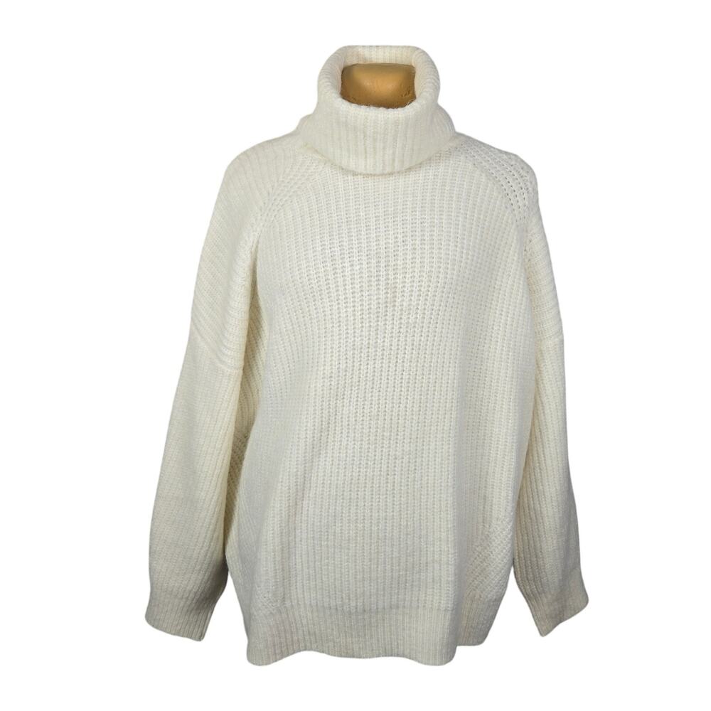 Sundance Ivory Turtleneck Sweater XL Waffle Knit Cozy Chunky Cottagecore‎ Boho